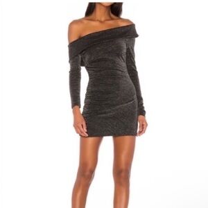 Lovers + Friends Metallic Off The Shoulder Mini Dress